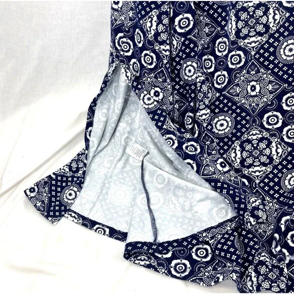 Talbots Patchwork Skirt Long Midi Bandana Floral Blue L Prairie Hippie Gypsy - Picture 9 of 10